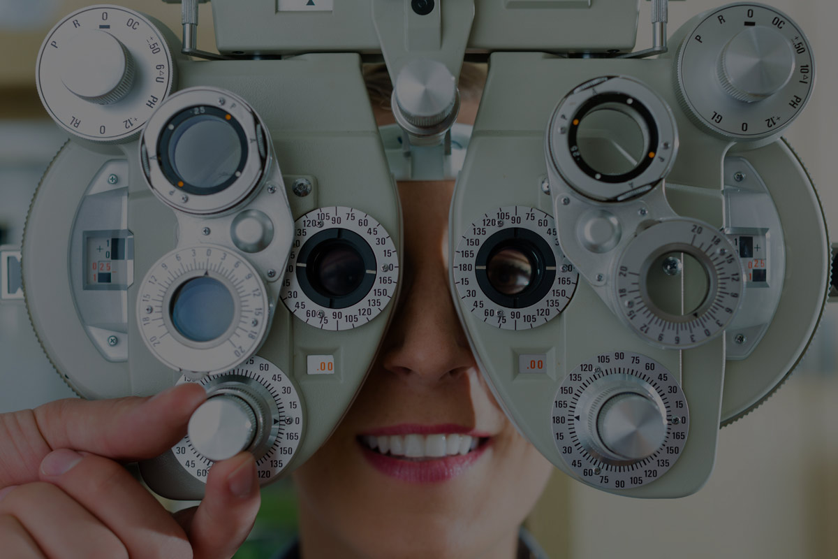 Patient receiving an eye examination
