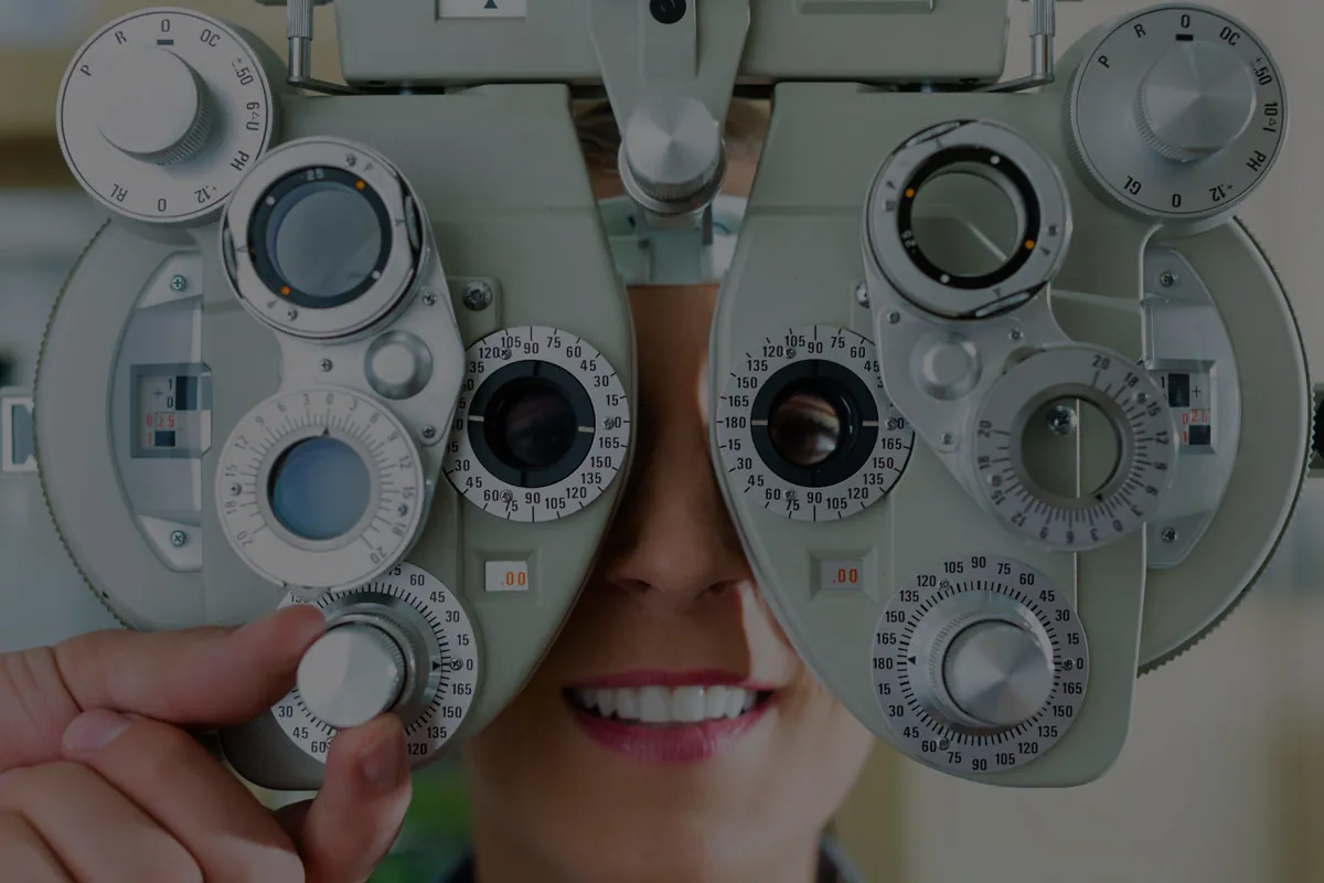 Patient receiving an eye examination